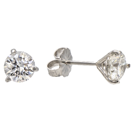 14K White Gold Diamond Martini Stud Earrings w/2Diams=1.40ctw VS-SI1 J-K 