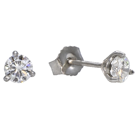 Platinum 1/2ctw Diamond Martini Stud Earrings 2Diams=.56ctw SI2-I1 F-G