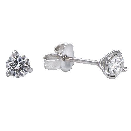 14K White Gold 3/8ctw Martini Stud Earrings w/2Diams=.44ctw SI2-I1 H-I