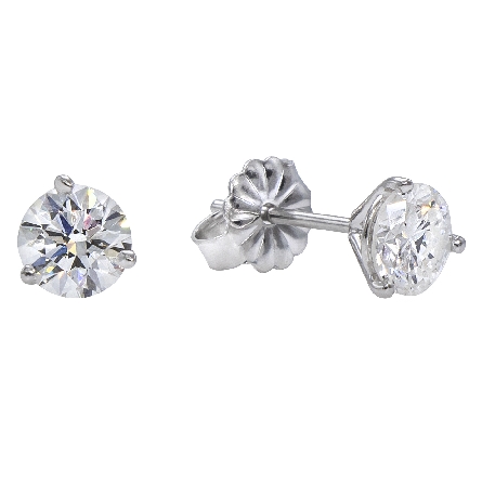 14K White Gold 1ctw Martini Stud Earrings w/2Diams=1.09ctw SI1-SI2 J-K