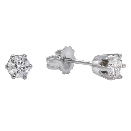 14K White Gold 1/2ctw 6 Prong Stud Earrings w/2Diams=.59ctw SI-I1 I