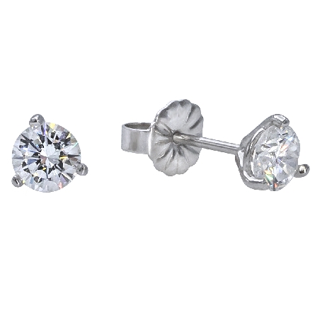 14K White Gold 3/4ctw Martini Stud Earrings w/2Diams=.80ctw SI2-I1 I
