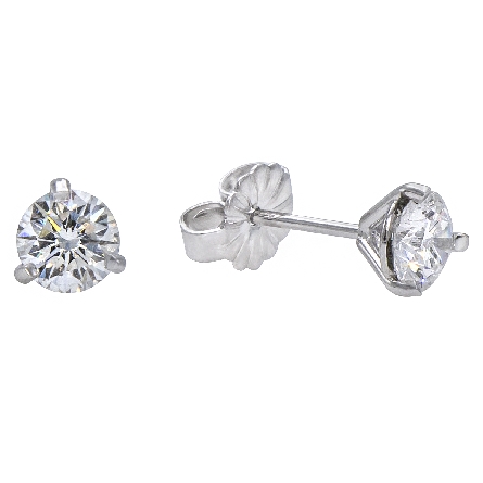 14K White Gold 7/8ctw Martini Stud Earrings w/2Diams=.91ctw SI2-I1 I