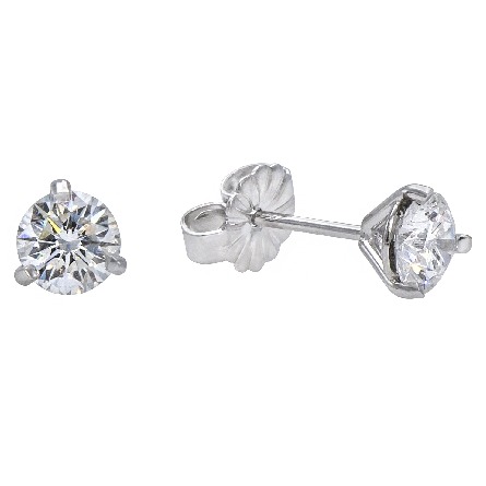 14K White Gold 7/8ctw Martini Stud Earrings w/2Diams=.89ctw I1 H-I