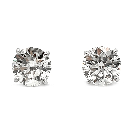14K White Gold 4Prong Stud Earrings w/2Diams=3.02ctw SI1 J-K