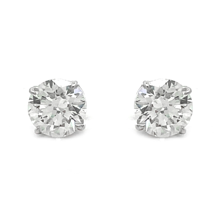 14K White Gold 4Prong Stud Earrings w/2Diams=3.01ctw SI1 J GIA#2427329598 and GIA#6402663434
