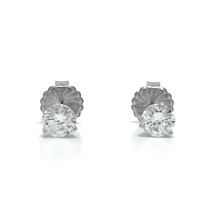 14K White Gold Martini Stud Earrings w/2 Round Brilliant Cut Diamonds=2.48ctw I1 G GIA#2235468957 and GIA#6204873503
