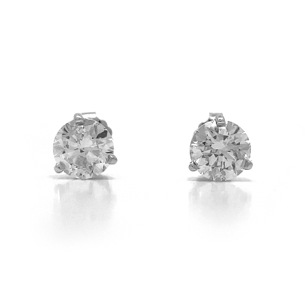 14K White Gold Martini Stud Earrings w/2Diams=2.32ctw I1 K 