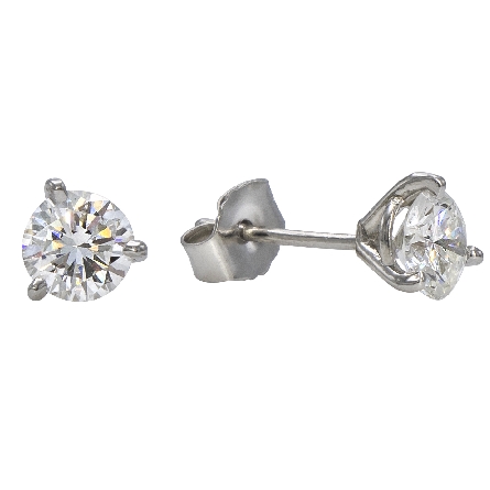 Platinum 7/8ctw Martini Stud Earrings w/2Diams=.89ctw SI2-I1 I-J