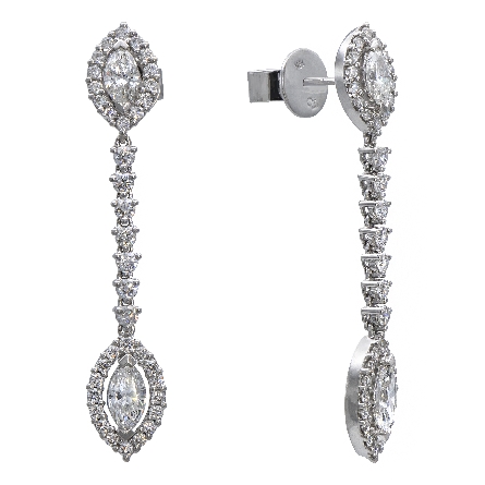 18K White Gold Marquise Halo Dangle Earrings w/Diamond=1.94ctw SI H-I  #E-4255-E (C7137)