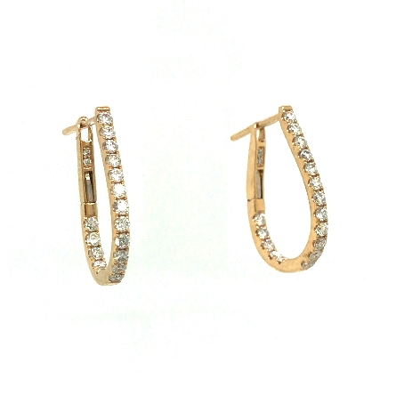 18K Yellow Gold U-Shaped In/Out Hoop Earrings w/38Diams=.61ctw VS H-I #59UEC2