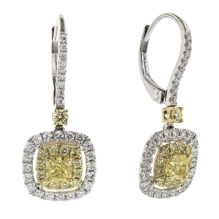 18K Yellow and White Gold Dangle Earrings w/Natural Yellow Diams=.74ctw Natural Yellow Side Diams=.33ctw and Diams=.54ctw VS G-H #ER04091