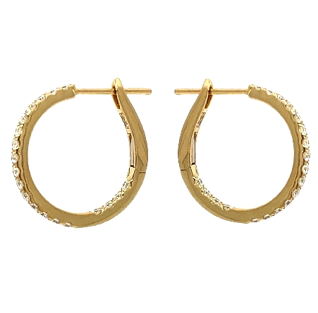 18K Yellow Gold 3/4inch In and Out Hoop Earrings w/42Diams=.68ctw SI I-J #4P3E52