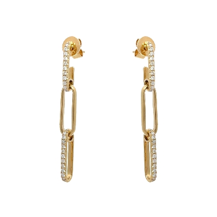 18K Yellow Gold Dangle Paperclip Earrings w/Diams=.54ctw SI G-H #ER04731 (130563)