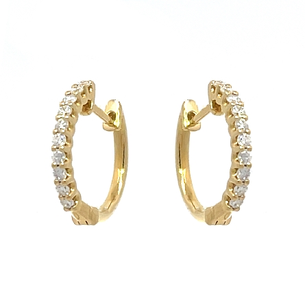18K Yellow Gold Shared Prong Huggie Hoop Earrings w/Diams=.29ctw SI G-H #ER04237 (122867)