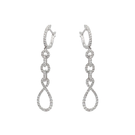 18K White Gold Swirl Dangle Earrings w/Diamonds=1.14ctw SI G-H #ER05555 (129684)