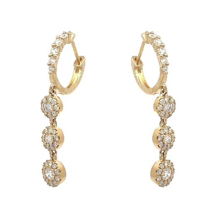 14K Yellow Gold Dangle Cluster Earrings w/Diams=.74ctw SI G-H #ER05025 (129311)