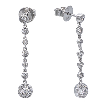 14K Yellow Gold Bezel and Cluster Halo Dangle Earrings w/Diams=.74ctw SI H-I #E-7911-E (M7819)