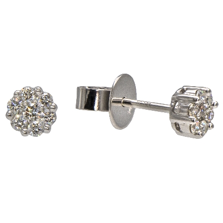 14K White Gold Cluster Stud Earrings w/Diams=.32ctw SI H-I #E-1272-H (M0041)