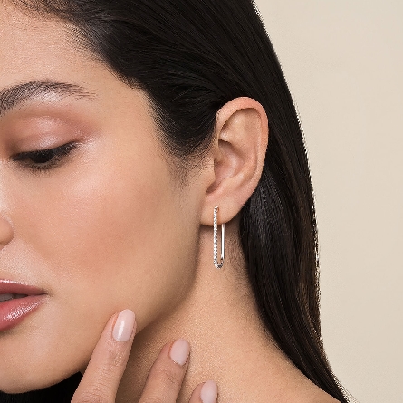 14K White Gold Gabriel Elongated Oval Hoop Earrings w/Diams=.49ctw SI2 H-I #EG15272W45JJ (S1879062)