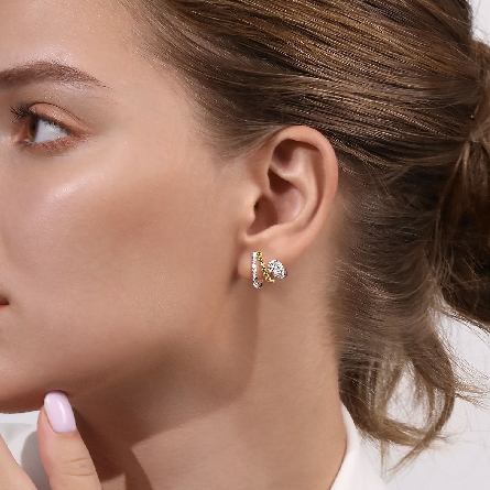 14K Yellow and White Gold Gabriel Bujukan J Hoop 3Row Halo Pear Earrings w/Diams=.51ctw SI2 H-I #EG15312M45JJ (S1996455)