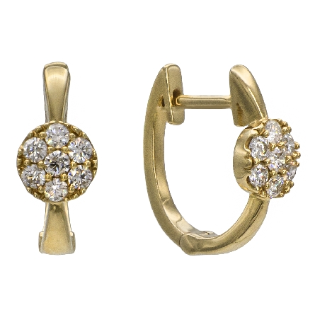 18K Yellow Gold Pave Circle Oval Hoop Earrings w/Diams=.34ctw SI H-I #ER04778 135531