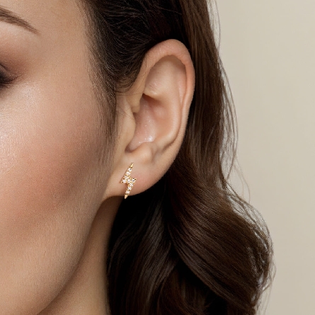 14K Yellow Gold Gabriel Lightning Bolt Stud Earrings w/Diams=.07ctw SI2 H-I #EG13098Y45JJ (S2200079)