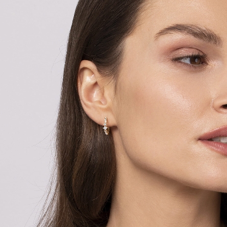 14K Yellow Gold Gabriel 15mm Tapered Huggie Hoop Earrings w/Diams=.35ctw SI2 H-I #EG14522Y45JJ (S2285840)