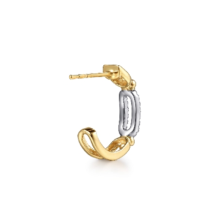 14K White and Yellow Gold Bujukan 20mm Intricate Link Hoop Earrings w/Diams=.17ctw SI2 H-I #EG15597M45JJ (S2314926)  