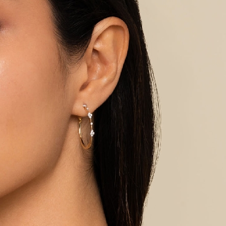 14K Yellow Gold Gabriel 30mm Classic Hoop Earrings w/Diams=.49ctw SI2 H-I #EG15004Y45JJ (S1875872)
