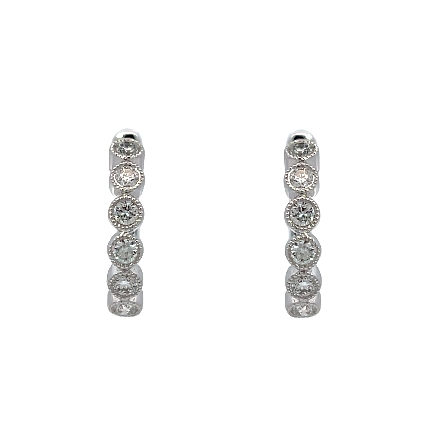 14K White Gold Milgrain Bezel Huggie Hoop Earrings w/Diams=.33ctw SI H-I #ER06008 135458