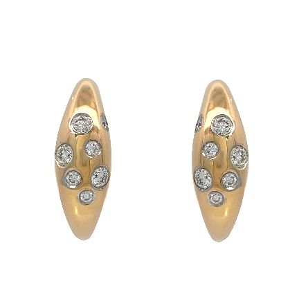 14K Yellow Gold Burnish Scattered Hoop Earrings w/Diams=.31ctw SI H-I #ER05720 137594