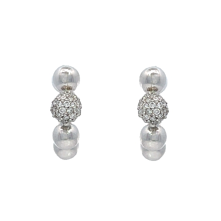 14K White Gold Bubble Pave Huggie Hoop Earrings w/Diams=.28ctw SI H-I #ER05404 127205