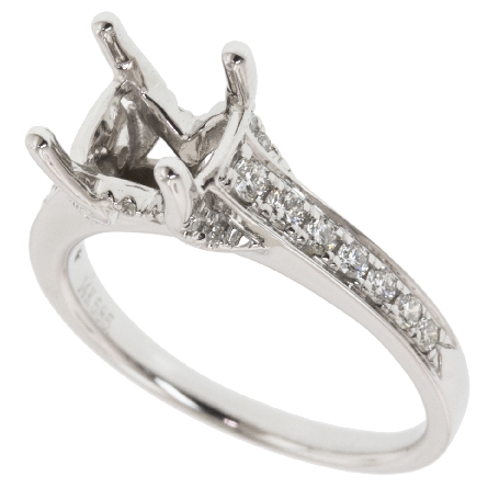 14K White Gold Engagement Ring Semi Mounting w/28Diams=.35ctw VS G-H Size 6.5 #R11-119738
