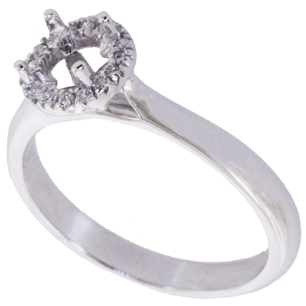 14K White Gold Round Halo Plain Shank Engagement Ring w/16Diams=.08ctw SI H-I #MEG4H2/CS-1/2