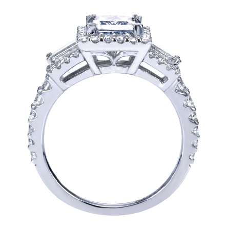 14K White Gold Princess Halo Engagement Ring Semi Mounting w/Diams=.86ctw VS2 G-H for a 1.25ct Princess Center Stone (not included) Size 6.5 #ER7512W44JJ (S992578)