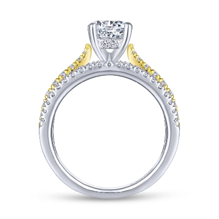 14K Yellow and White Gold CARMINA Engagement Ring Semi Mounting w/Diams=.64ctw SI G-H for a 1ct Round Center Stone (not included) Size 6.5 #ER14422R4M44JJ (S933590)