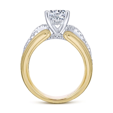 14K Yellow and White Gold ALBANY Engagement Ring Semi Mounting w/Diams=.37ctw SI2 G-H for 1.5ct Round Center Stone (not included) Size 6.5 #ER14008R6M44JJ (S1125863)