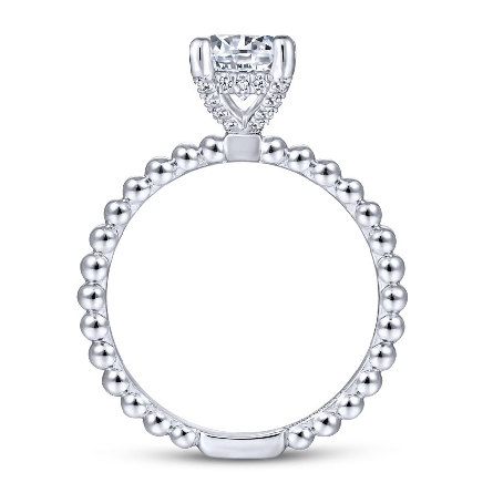 14K White Gold ATHENA Bead Shank Engagement Ring w/Diams=.10ctw SI2 G-H for a 1ct Round Center (not included) #ER13912R4W44JJ (S816484) 