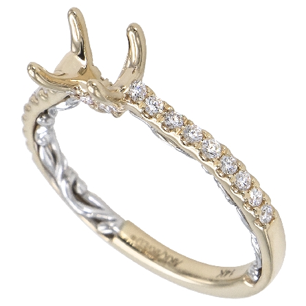14K Yellow Primary and White Gold MARTA Lyric Collection Twist Shank Engagement Ring w/28Diams=.29ctw VS2 H for a 1ct Round Center Stone (not included) Size 6.5 #31-V912ERYW