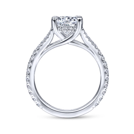 14K White Gold Gabriel VAUGHN Engagement Ring Semi Mounting w/Diams=.62ctw SI2 G-H for a 1.5ct Round Center Stone (Not included) Size 6.5 #ER14805R8W44JJ (S1214021)