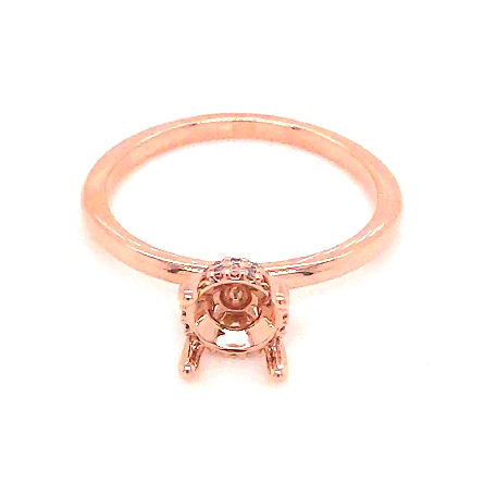 14K Rose Gold Under Halo Engagement Ring Semi Mounting w/Diams=.06ctw for a 6.5mm Round Center Stone (not included) Size 6.75 #124569