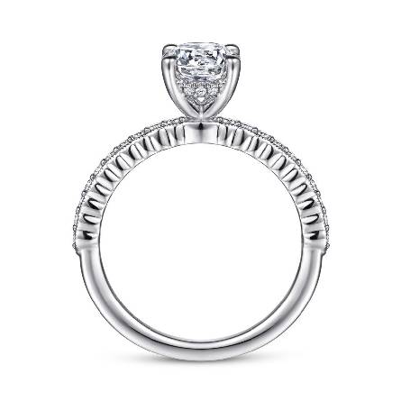 14K White Gold JACQUELINE 4Prong Engagement Ring Semi Mounting w/Diams=.26ctw SI2 G-H for a Round 1ct Center Stone (not included) Size 6.5 #ER15600R4W44JJ (S1152051)