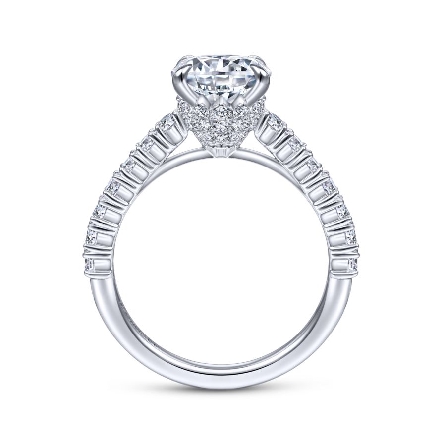 14K White Gold Gabriel LOWEN Engagement Ring Semi Mounting w/Diams=.70ctw SI2 G-H for a 1.5ct Round Center Stone (not included) Size 6.5 #ER15039R6W44JJ (S1271147)