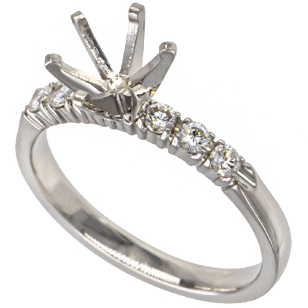 14K White Gold 6Prong Engagement Ring Semi Mounting w/6Diams=.24ctw SI H-I Size 6.5 for 1ct Center Stone #AR4SOB