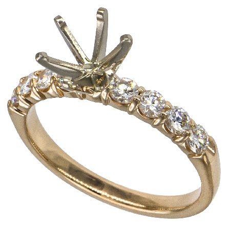 14K Two Tone Gold Shared Prong Engagement Ring Semi Mounting w/8Diams=.55ctw SI H-I for a 1.25ct Round Center Stone Size 6.5 #ARPSOP