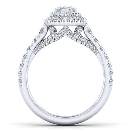 14K White Gold Gabriel GINGER Engagement Ring Semi Mounting w/Diams=.92ctw SI2 G-H Size 6.5 for a 9x4.5mm Marquise Center Stone (not included) #ER12763M3W44JJ (S1364274)