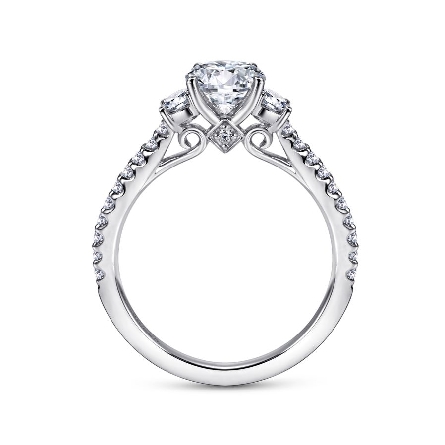 14K White Gold Gabriel CHERIZE Engagement Ring Semi Mounting w/Diams=.39ctw SI2 G-H for a .75ct Round Center Stone (not included) Size 6.5 #ER7295W44JJ (S1364271)