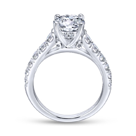 14K White Gold PIPER Engagement Ring Semi Mounting w/6Diams=.81ctw SI2 G-H to fit a 1.5ct Round Center Stone (not included) Size 6.5 #ER12299R6W44JJ (S1130147)