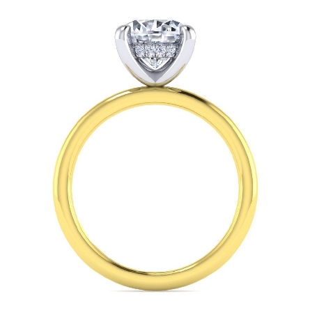 14K Yellow and White Gold Gabriel CARI Hidden Halo Engagement Ring Semi Mounting w/Diams=.04ctw SI2 G-H for a 1.25ct Round Center Stone (not included) Size 6.5 #ER15972R8M44JJ (S1396244)